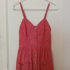 Red spaghetti-strap maxi dress